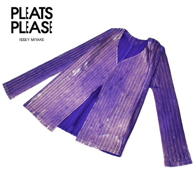 ☆PLEATS PLEASE イッセイミヤケ☆プリーツ カーディガン ラメ L