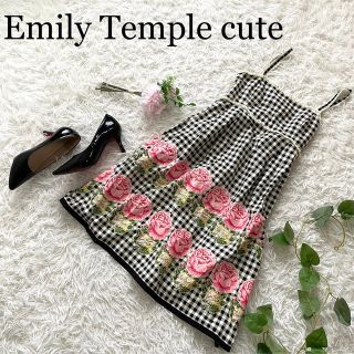 エミリーテンプルキュート(Emily Temple cute)の激レア♪エミリーテンプルキュート/花柄　キャミソールワンピース　ギンガムチェック(ひざ丈ワンピース)