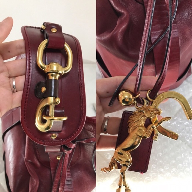 Chloe(クロエ)のクロエ Chlo ハンドバッグ 馬蹄チャーム付 レッド レディースのバッグ(ハンドバッグ)の商品写真