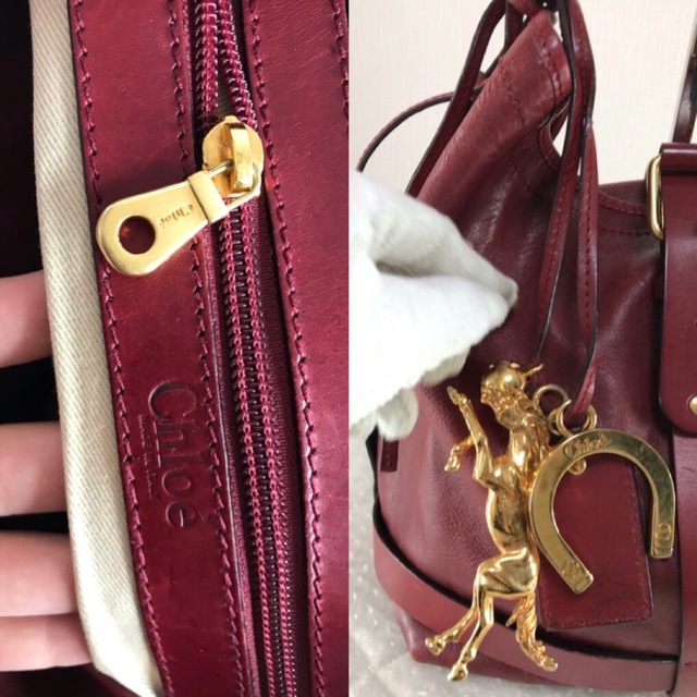 Chloe(クロエ)のクロエ Chlo ハンドバッグ 馬蹄チャーム付 レッド レディースのバッグ(ハンドバッグ)の商品写真