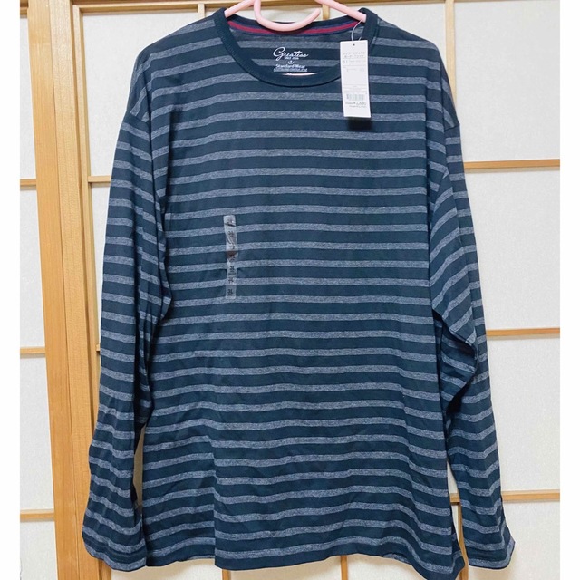 AEON(イオン)のトップバリュー　メンズカジュアルボーダーシャツ　3L 新品　タグ付き　3110円 メンズのトップス(Tシャツ/カットソー(七分/長袖))の商品写真