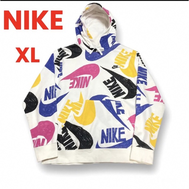 即完売‼︎希少 NIKE ナイキ マルチカラー プルオーバー パーカー XL 白