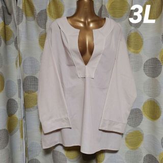 Lutique　ブロードV開きプルオーバー　ゆったり　オフベージュ　3Lサイズ(シャツ/ブラウス(長袖/七分))