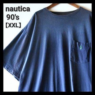 ノーティカ(NAUTICA)の古着★90's USA製 ノーティカ ワンポイント 刺繍ロゴ ポケット紺Tシャツ(Tシャツ/カットソー(半袖/袖なし))