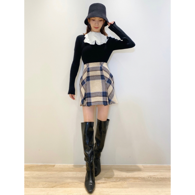 【新品未使用】SNIDEL ロービングチェックミニスカート アイボリー 0 【新品未使用】SNIDEL ロービングチェックミニスカート アイボリー 0