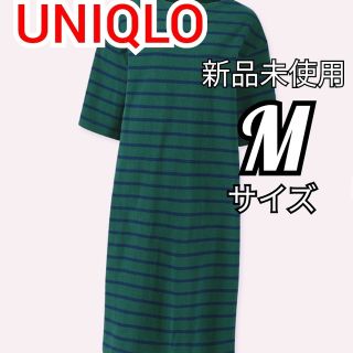 ユニクロ(UNIQLO)の値下げ[新品]  UNIQLO ボーダーボートネックワンピース五分袖 Ｍサイズ(ひざ丈ワンピース)