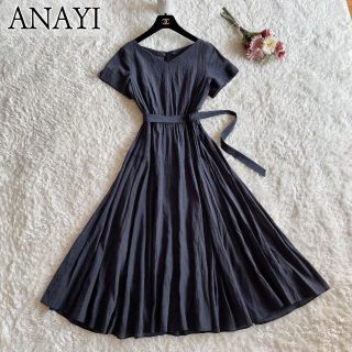 アナイ(ANAYI)の☘️ANAYI◆ベルテッド　Aラインワンピース　ブラック　黒(ひざ丈ワンピース)