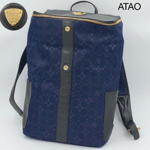 美品✨️ATAO マッシュルームモノグラム 通勤リュック ナイロン 紺