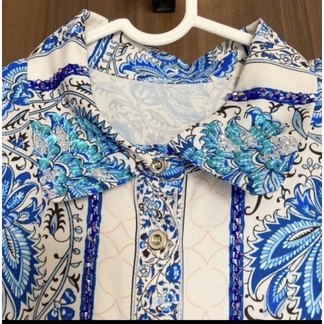 水色 ブルー 白 ロングワンピース ビンテージ 衣装 鮮やか ストレッチ レディースのワンピース(ロングワンピース/マキシワンピース)の商品写真