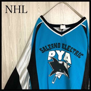 NHLゲームシャツ7分丈サンノゼ・シャークスビッグプリントナンバリング(Tシャツ/カットソー(七分/長袖))