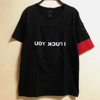 ミュージックティー(MUSIC TEE)の世界一着限定一点物！逆さ英字『I FUCK YOU』鏡越し自虐Tシャツカットソー(Tシャツ/カットソー(半袖/袖なし))