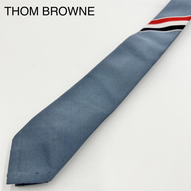 美品】THOM BROWNE トムブラウン ネクタイ トリコロール ブルー系-