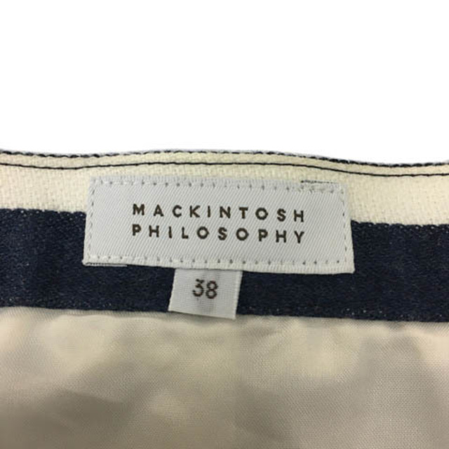 MACKINTOSH PHILOSOPHY(マッキントッシュフィロソフィー)のマッキントッシュフィロソフィー スカート フレア 膝丈 ボーダー 38 紺 白 レディースのスカート(ひざ丈スカート)の商品写真