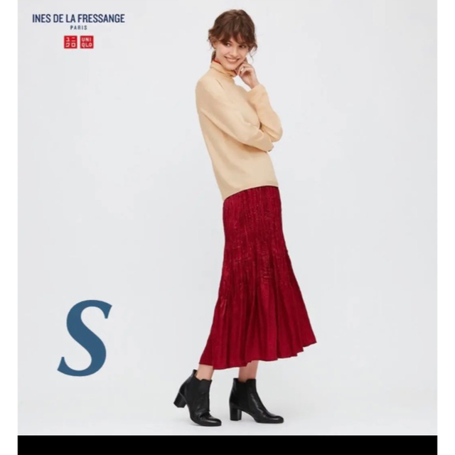 UNIQLO(ユニクロ)の【ユニクロ UNIQLO】ツイストプリーツロングスカート ドット S レッド レディースのスカート(ロングスカート)の商品写真