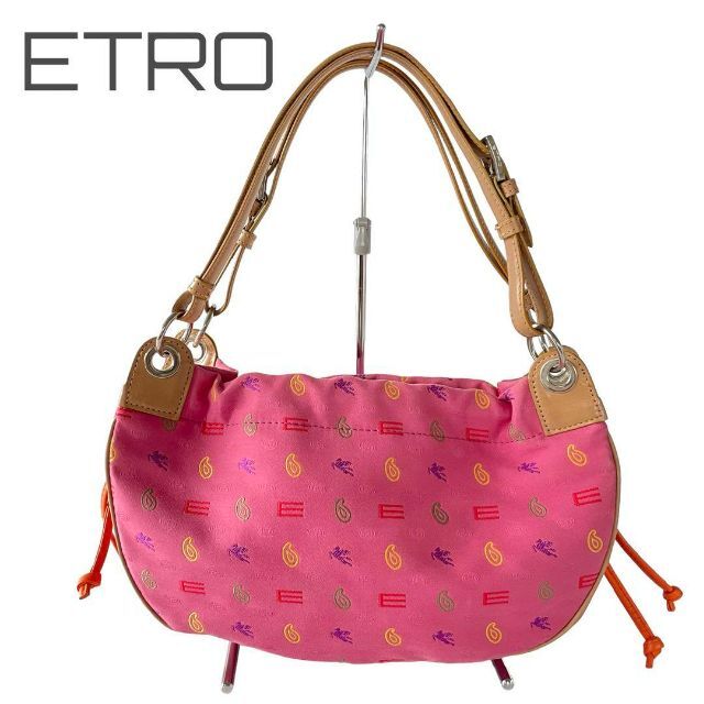 エトロ ETRO ハンドバッグ ショルダーバッグ 総柄 ロゴ ピンク