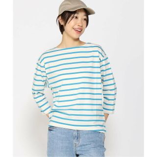 アールエヌエーエヌ(RNA-N)の【シーブルー/キナリ】M1827 40/-ボーダー七分袖TEE(カットソー(長袖/七分))