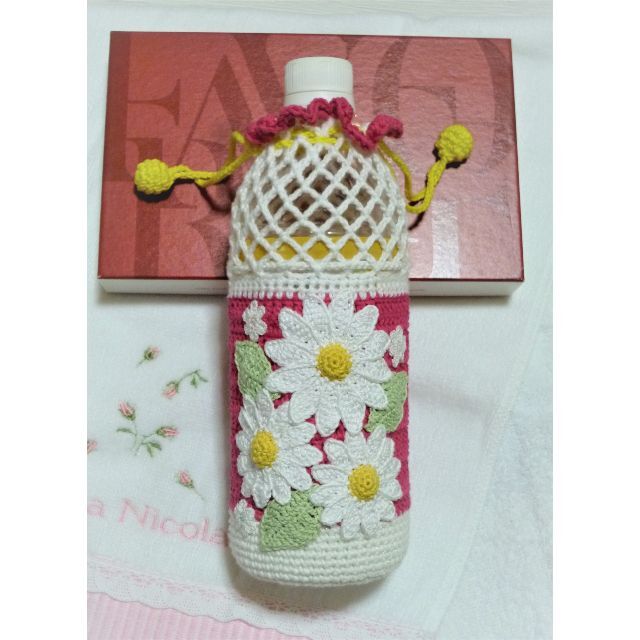 2wayペットボトルカバー☆トロピカルピンク☆マーガレット ハンドメイドの生活雑貨(雑貨)の商品写真