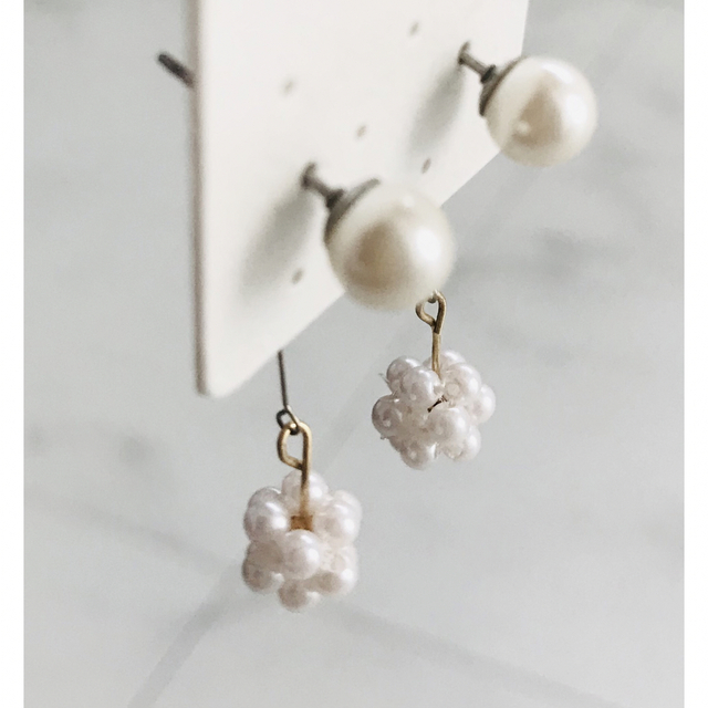 ftime ❃ Pearl A flower Pierced earrings ハンドメイドのアクセサリー(ピアス)の商品写真