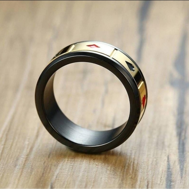 【SLME】リング メンズ アクセサリー ブラック トランプ 指輪 20号 レディースのアクセサリー(リング(指輪))の商品写真