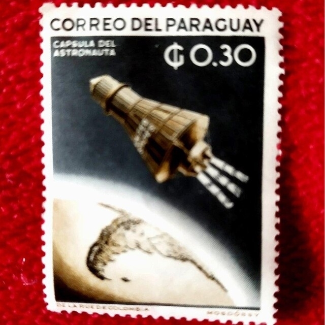 1962 年、パラグアイ製　外国郵便切手　水星探査機。シリーズ有人宇宙探査より エンタメ/ホビーのコレクション(使用済み切手/官製はがき)の商品写真
