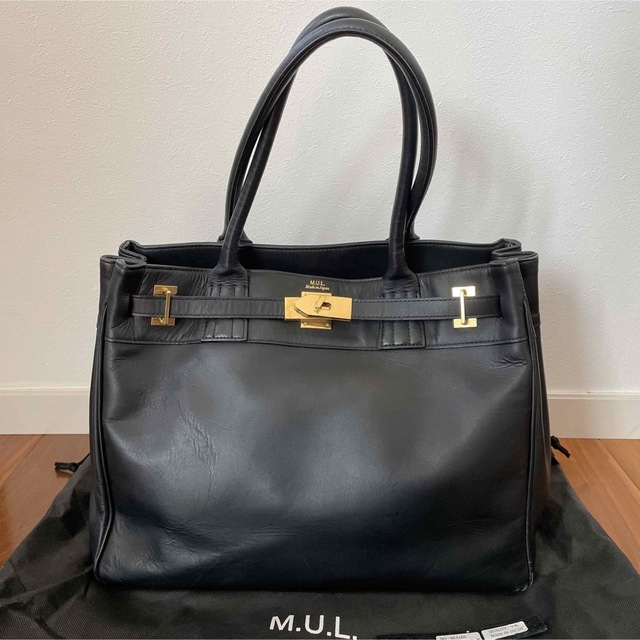 m.u.l エムユーエル レザートートバッグ ブラック m.u.l エムユーエル レザートートバッグ ブラック