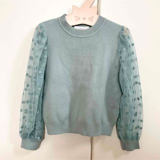 ザラキッズ(ZARA KIDS)の値下🩷zara kidsくすみブルー💕シースルーニット(ニット)