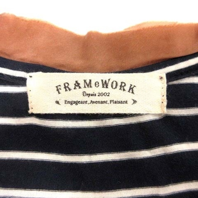 FRAMeWORK(フレームワーク)のFramework ワンピース ひざ丈 切替 ボーダー 半袖 紺 ベージュ レディースのワンピース(ひざ丈ワンピース)の商品写真