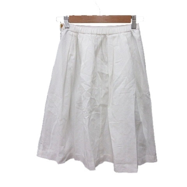 kumikyoku（組曲）(クミキョク)のクミキョク 組曲 フレアスカート ひざ丈 ボーダー S1 白 ホワイト レディースのスカート(ひざ丈スカート)の商品写真