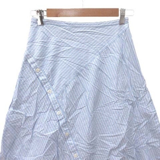 JILLSTUART(ジルスチュアート)のジルスチュアート フレアスカート ロング ストライプ ボタン 切替 0 青  レディースのスカート(ロングスカート)の商品写真