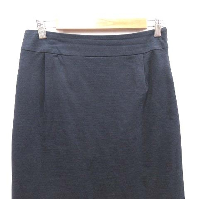 UNITED ARROWS(ユナイテッドアローズ)のユナイテッドアローズ タイトスカート ひざ丈 タック カットソー 麻混 38 紺 レディースのスカート(ひざ丈スカート)の商品写真