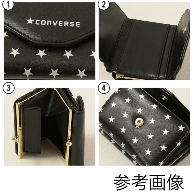 CONVERSE(コンバース)のCONVERSE コンバース スタープリントミニウォレット シルバー×ブラック レディースのファッション小物(財布)の商品写真