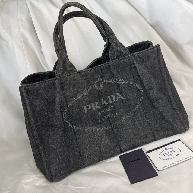 綺麗！PRADA プラダ カナパ ハンドバッグ トートバッグ ブラックデニム