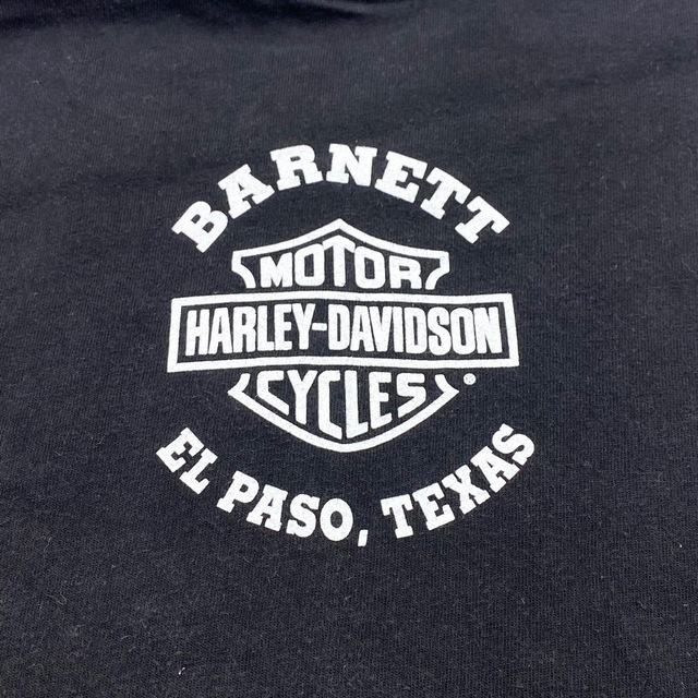 ハーレー ダビッドソン HARLEY-DAVIDSON Tシャツ 半袖 ショートスリーブ ロゴ ルーニーテューンズ タズマニアンデビル 両面プリント Hanes MADE IN U.S.A サイズ：Boy's L ブラック   mellow ゆうパケット対応