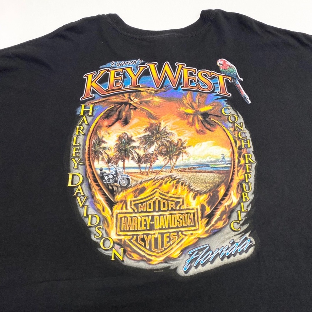 Hurley(ハーレー)の【中古】 ハーレー ダビッドソン HARLEY-DAVIDSON Tシャツ 半袖 ショートスリーブ KEYWEST ロゴ 両面プリント サイズ：5XL ブラック 古着 中古 mellow メンズのトップス(Tシャツ/カットソー(半袖/袖なし))の商品写真