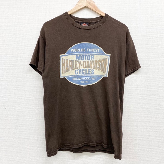 ハーレー ダビッドソン HARLEY-DAVIDSON Tシャツ 半袖 ショートスリーブ BUDAPEST ロゴ 両面プリント サイズ：M ブラウン   mellow ゆうパケット対応