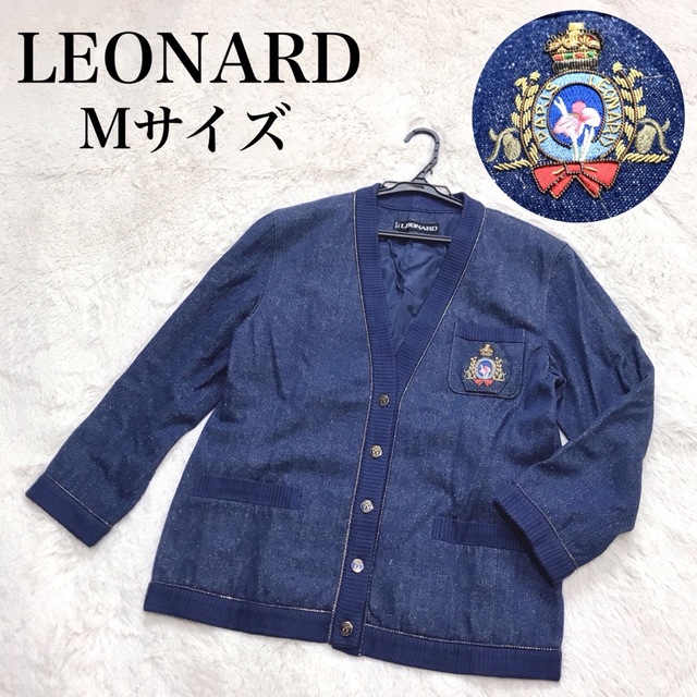 LEONARD(レオナール)の希少 美品 LEONARD シルク100 ブルゾン デニムジャケット ワッペン レディースのトップス(カーディガン)の商品写真