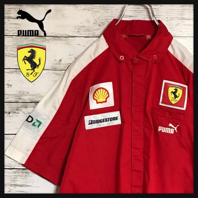 PUMA(プーマ)の【入手困難】プーマ　刺繍ロゴ入りシャツ　F-1 フェラーリ　レア　E249 メンズのトップス(シャツ)の商品写真