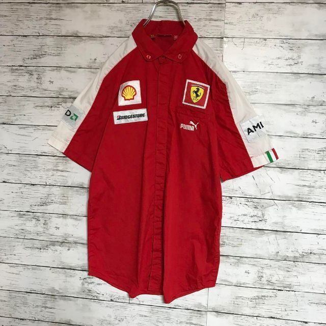 PUMA(プーマ)の【入手困難】プーマ　刺繍ロゴ入りシャツ　F-1 フェラーリ　レア　E249 メンズのトップス(シャツ)の商品写真