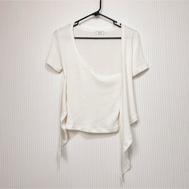 dholic(ディーホリック)のDHOLIC ディーホリック リブラップ半袖Tシャツ 半袖 ホワイト レディースのトップス(Tシャツ(半袖/袖なし))の商品写真