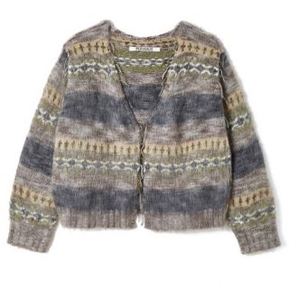 ロク(6 (ROKU))のBlend Border Knit Cardigan / Gray(カーディガン)