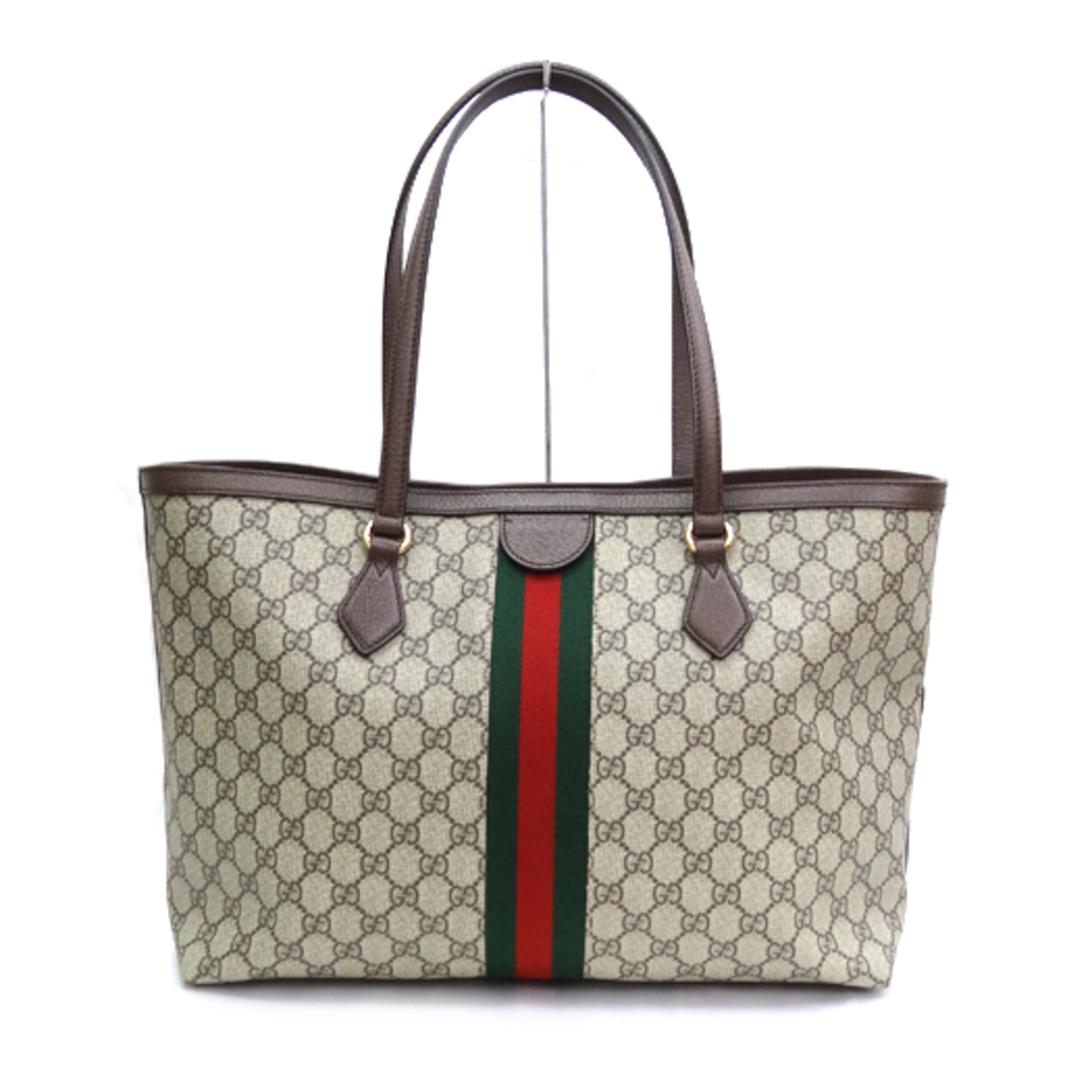 Gucci(グッチ)のグッチ オフィディア シェリーライン GG ミディアム トートバッグ GGスプリーム レザー エボニー ベージュ ブラウン 631685 レディースのバッグ(トートバッグ)の商品写真