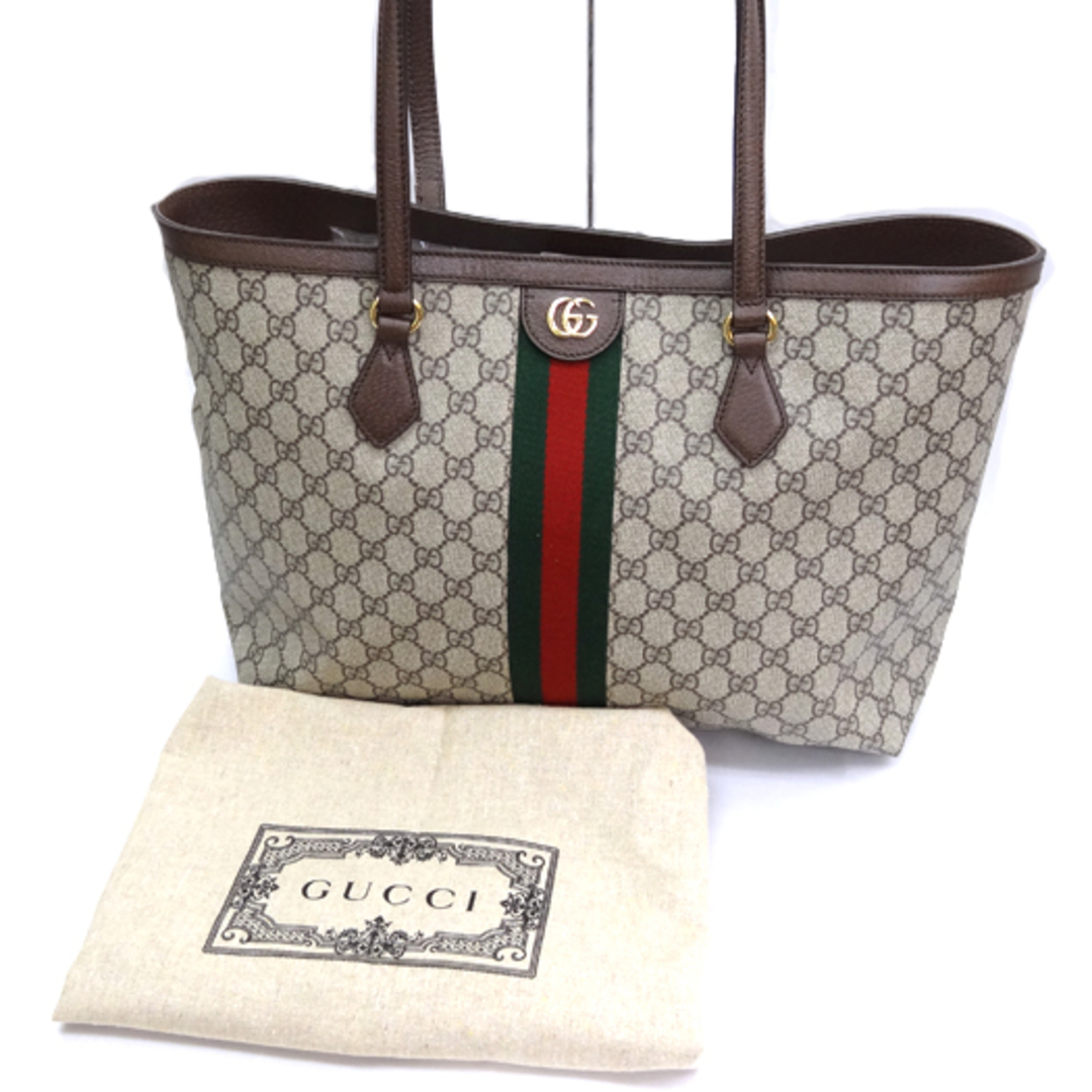 Gucci(グッチ)のグッチ オフィディア シェリーライン GG ミディアム トートバッグ GGスプリーム レザー エボニー ベージュ ブラウン 631685 レディースのバッグ(トートバッグ)の商品写真