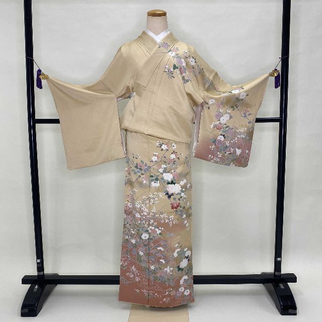 訪問着☆正絹☆黄色☆花柄☆卒業式☆入学式☆七五三☆裄67㎝☆I-53