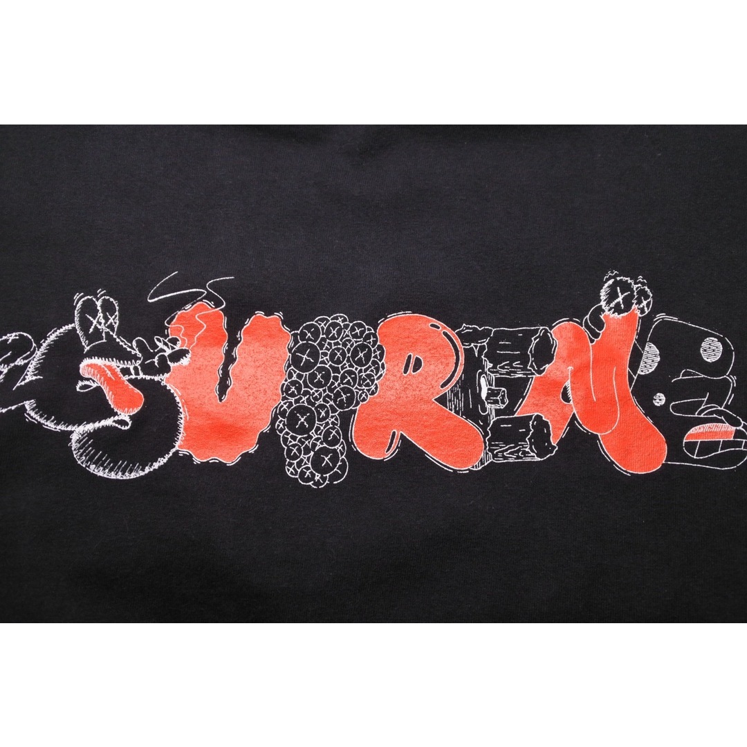 Supreme シュプリーム × Original Fake オリジナルフェイク 11ss KAWS カウズ ロゴ 半袖Tシャツ ブラック レッド  良品 中古 47662