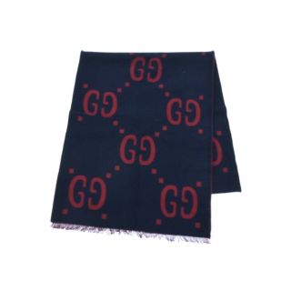 グッチ(Gucci)のGUCCI グッチ マフラー - 紺x赤(総柄) 【古着】【中古】(マフラー)