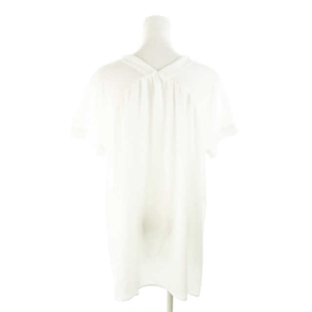 KBF(ケービーエフ)のケイビーエフ KBF ブラウス Vネック 襟付き 半袖 透け感 ONE ホワイト レディースのトップス(シャツ/ブラウス(半袖/袖なし))の商品写真