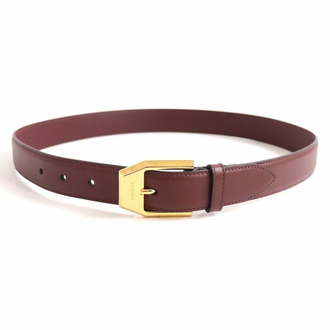 匿名配送】GUCCI グッチ レザー ゴールド金具 ベルト ボルドー系-