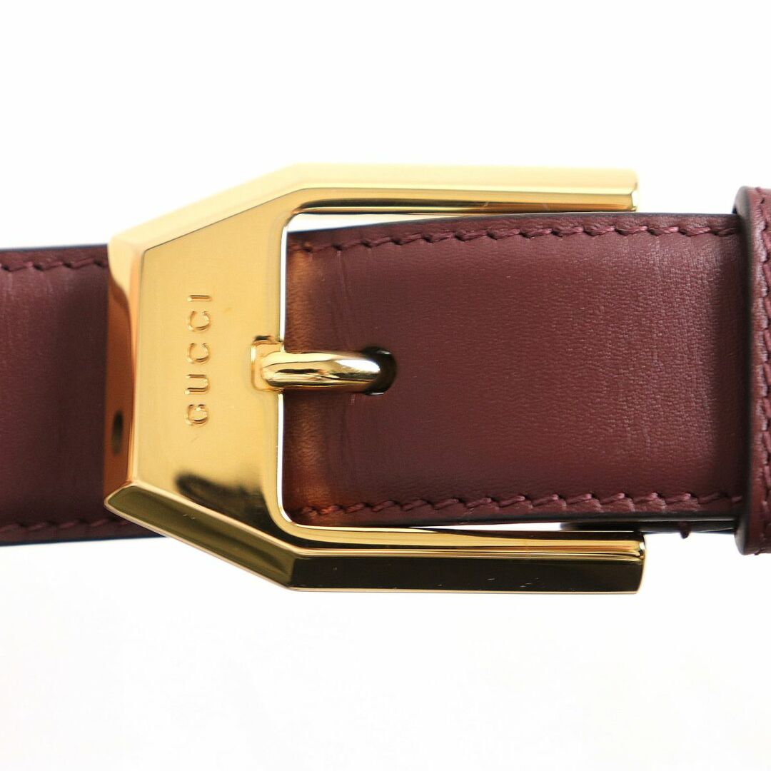 匿名配送】GUCCI グッチ レザー ゴールド金具 ベルト ボルドー系-