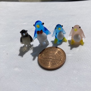 ガラス細工　ペンギン　4羽海の生き物セット(置物)
