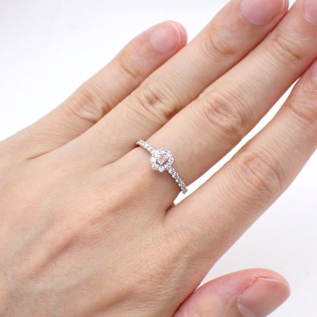 ピンクダイヤモンドリング0.094ct　PT950/K18 レディースのアクセサリー(リング(指輪))の商品写真